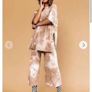 NWT dressed in lala Lex Ribbed Playsuit in Iced Latte Tie Dye sz XS